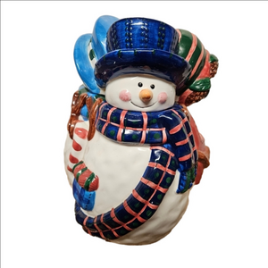 Vintage 3-Sided Ceramic Snowman Cookie Jar